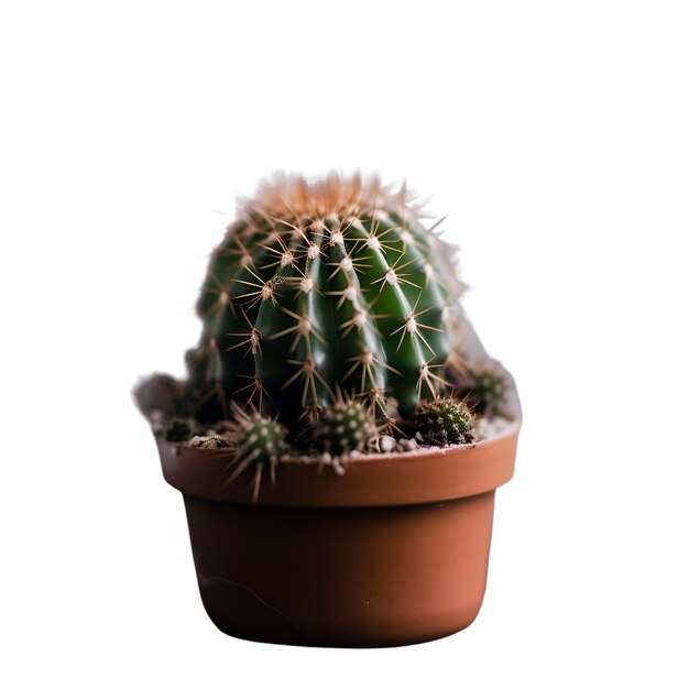 Cactus em uma panela isolada no fundo branco com traçado de recorte