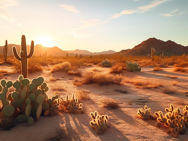 Cactus espinosos en un paisaje árido