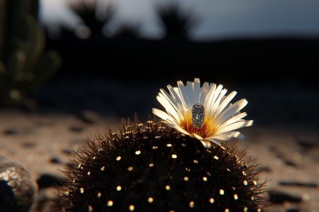 Foto un cactus con una flor en él