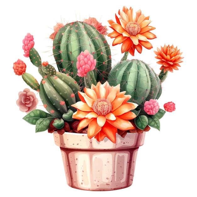 Cactus flores planta PNG fundo transparente plantas suculentas isoladas em branco