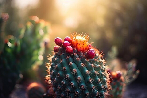 Cactus con fondo de la naturaleza de cerca