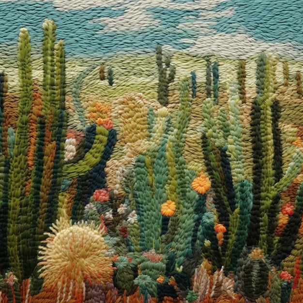 El cactus de hilo de lana texturizado de Van Gogh, una obra de arte simple pero sorprendente