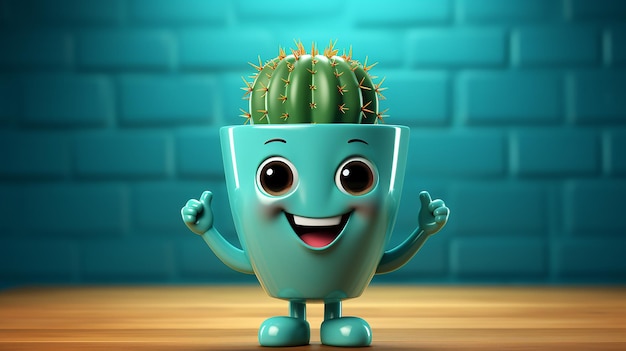 Cactus jovem sorridente com um desenho de piscadela