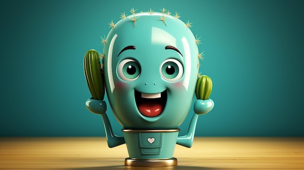 Cactus joven sonriente con un diseño de guiño