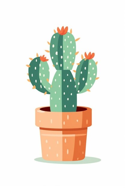 cactus en una maceta con un fondo blanco ai generativo