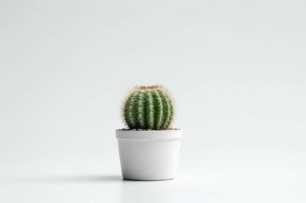 Foto cactus en olla aislado sobre un fondo blancogenerative ai