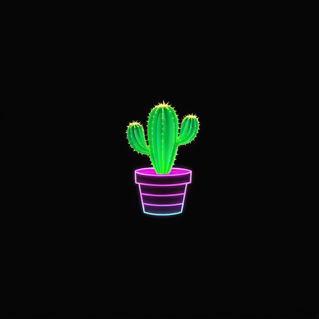 Foto cactus en una olla cactus con una olla aislada en el fondo negro ilustración vectorial cactu