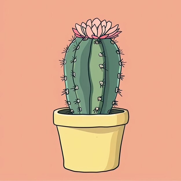 Foto un cactus en una olla con un fondo rosa