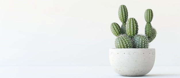 Cactus Opuntia en una olla sobre un fondo blanco