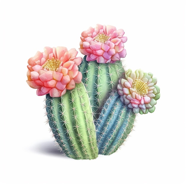 Foto cactus pastel sobre un fondo blanco en 3d