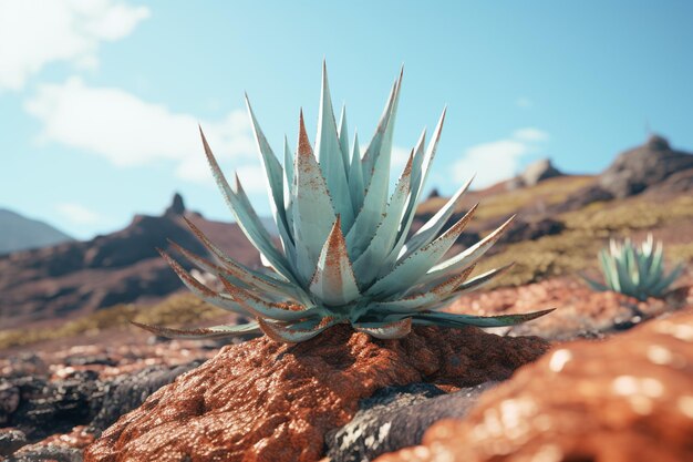 Cactus de la planta de agave verde en las Islas Canarias