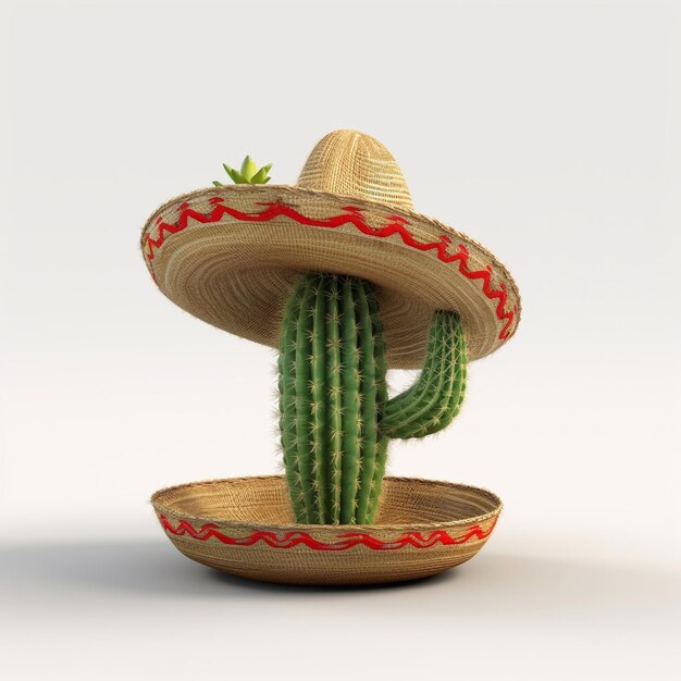 Foto un cactus que tiene un sombrero en él