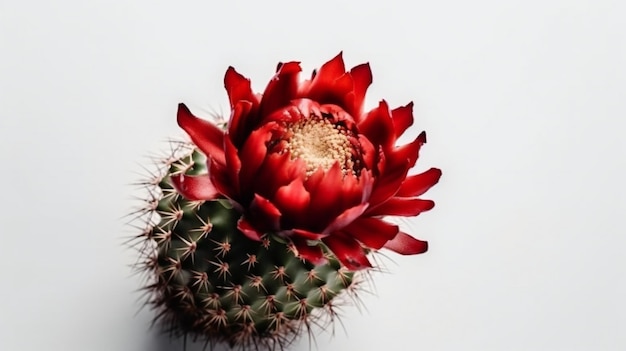 Un cactus rojo con un fondo blanco.