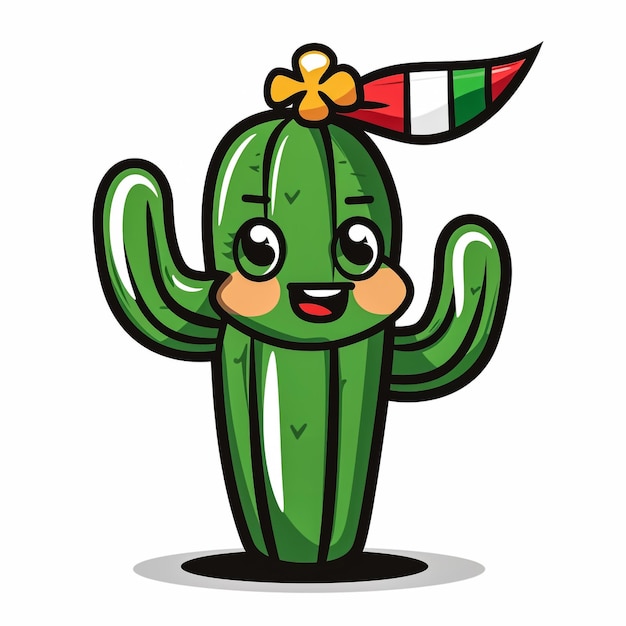 Cactus simpático con un sombrero típico mexicano