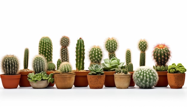 Cactus con sus formas y texturas únicas fondo blanco
