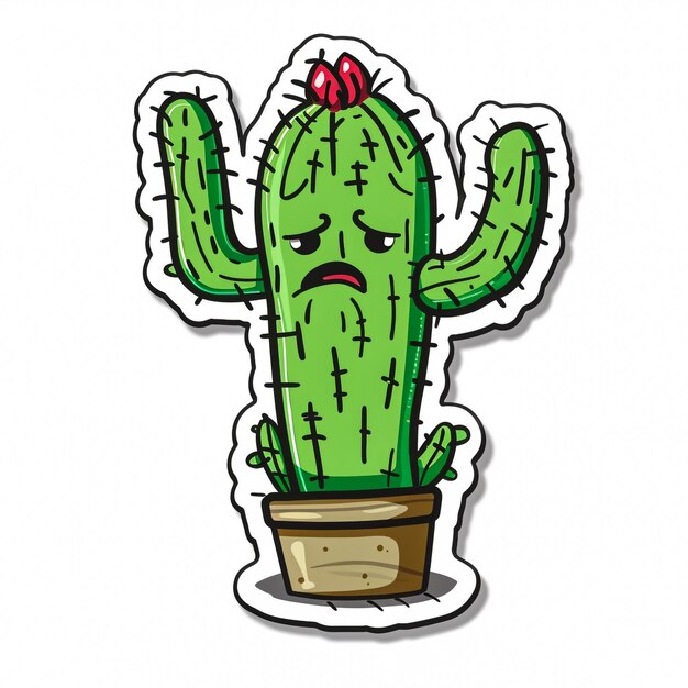 Cactus usando sombrero de chapéu tradicional mexicano