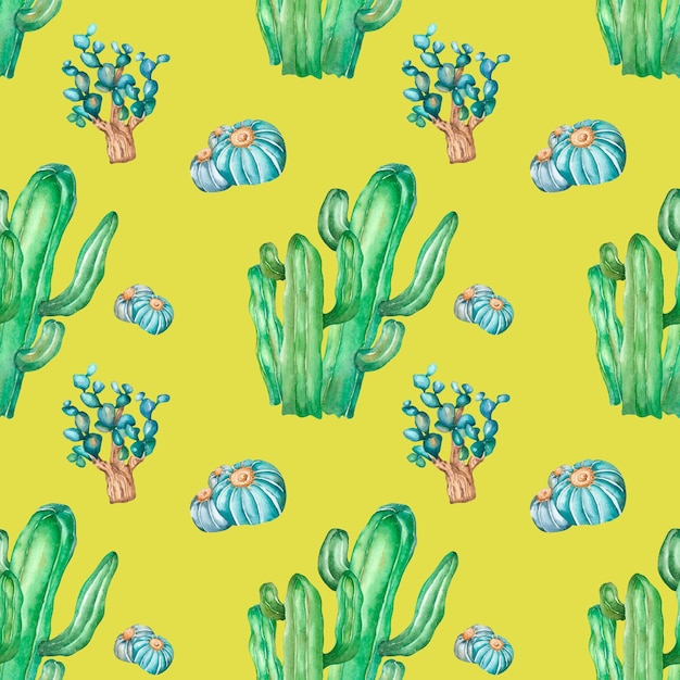 Foto cactus varios ilustración acuarela de patrones sin fisuras aislado