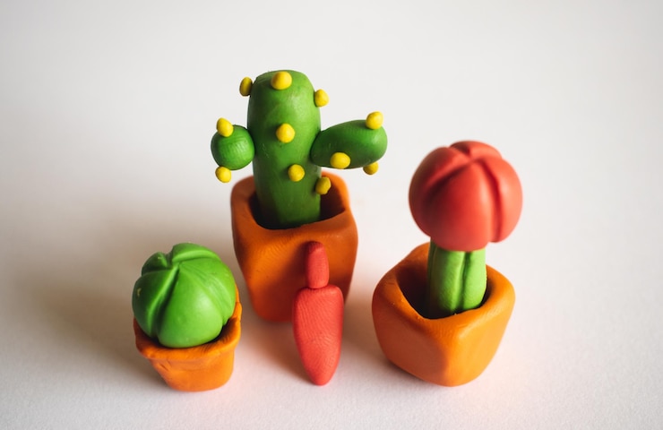 Foto cactus verde de plástico hecho a mano