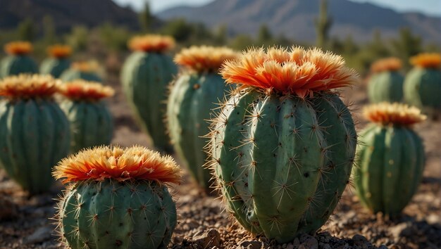 Foto cactusaguaro cactus en una fila de cactus con la palabra 