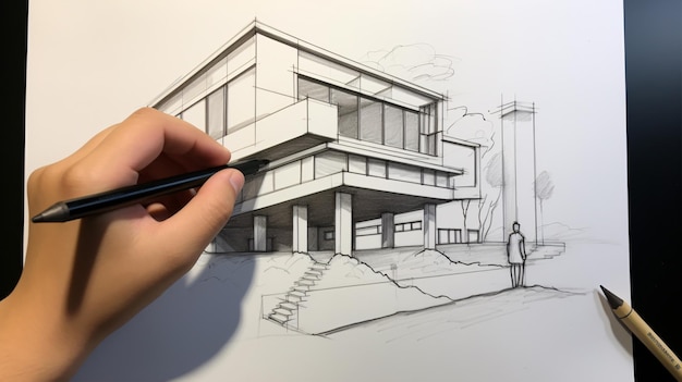 Con cada golpe, la mano del arquitecto transforma una visión en una villa tangible.