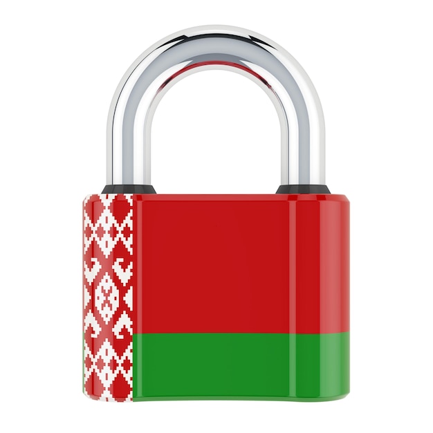 Cadeado com renderização em 3D da bandeira bielorrussa