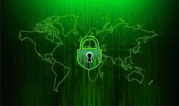Cadeado fechado em fundo digital, segurança cibernética do mundo