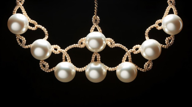 Cadeias de pérolas brancas formando um ornamento