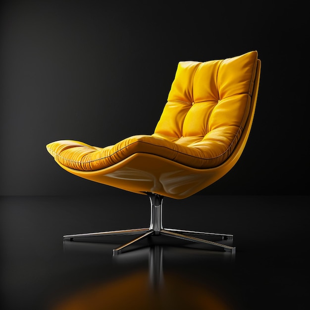 Cadeira amarela Cadeira de design moderno em fundo branco Isolada em fundo branco