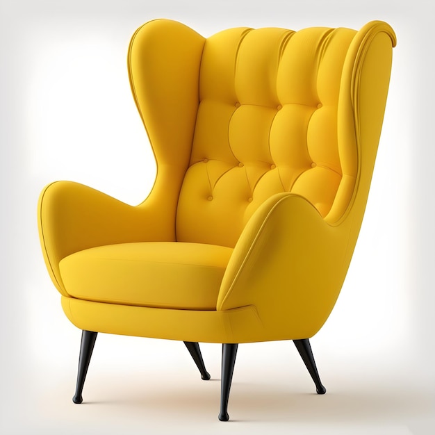 Cadeira amarela isolada em fundo branco