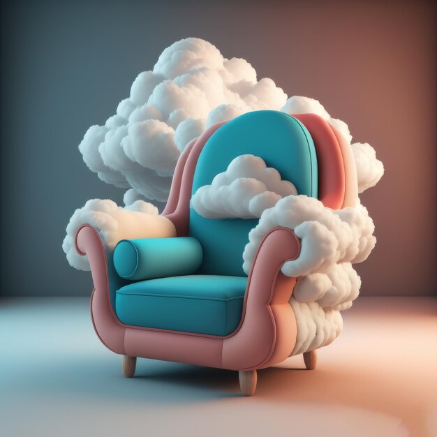 cadeira com nuvem fofa ai gerada