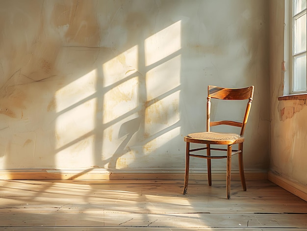 Cadeira como silhueta luz solar sombra lançada na parede inclinada e criativa foto de fundo elegante