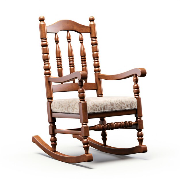 Cadeira de balanço de madeira clássica isolada no fundo branco