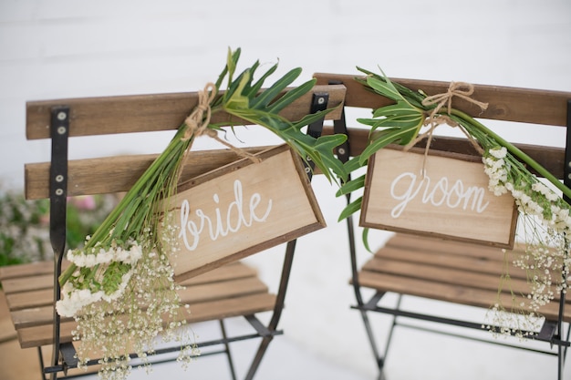 Cadeira de casamento para noivos, casal amor