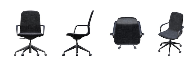 Foto cadeira de escritório isolada no fundo branco, móveis de interior, ilustração 3d, cg render