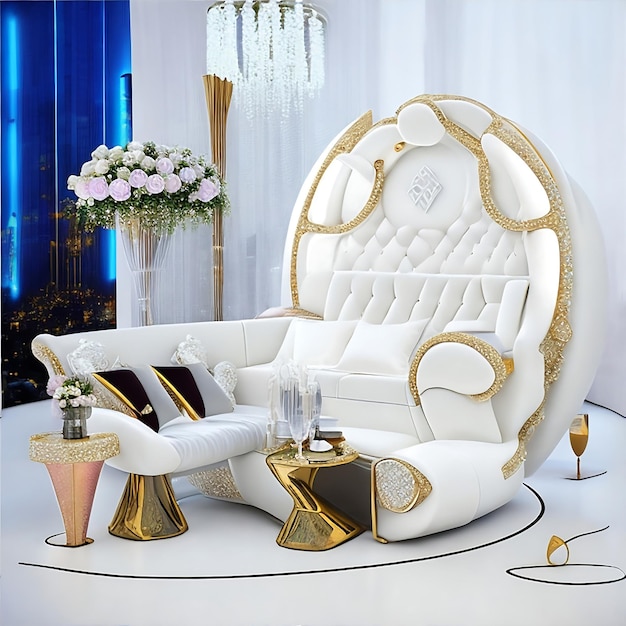 Cadeira de evento futurista de estilo de casamento moderno de luxo para foto
