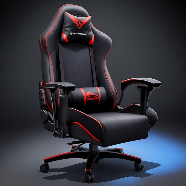 Cadeira de jogador com fundo colorido conceito de jogador fundo preto IA generativa