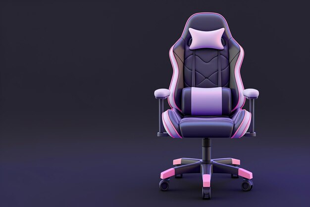 Cadeira de jogo renderizada em 3d de alta qualidade com sotaques cor-de-rosa