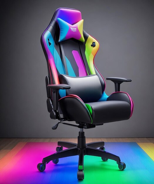 Cadeira de Jogo RGB Cadeia de Jogador com conceito de jogador de fundo colorido