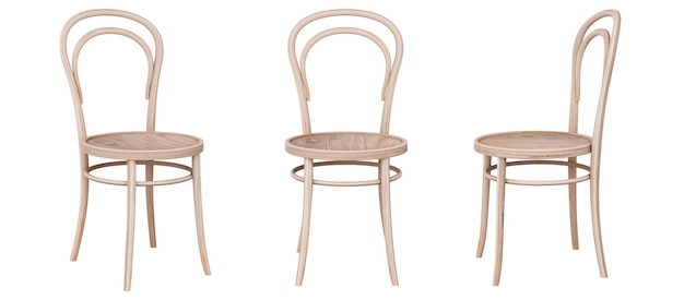 Cadeira de madeira moderna de móveis 3d isolada em um fundo branco Design de decoração para jantar