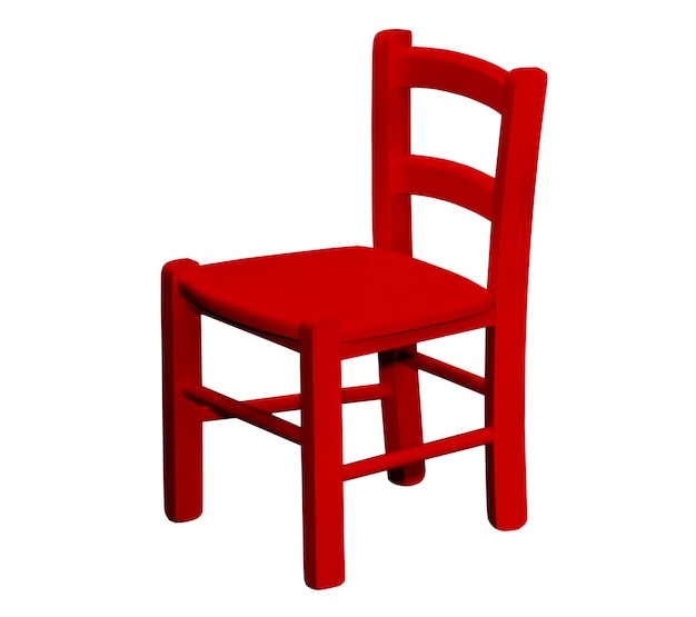 Cadeira de madeira vermelha infantil isolada no branco