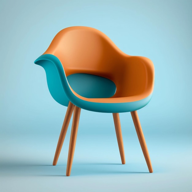 cadeira de plástico moderna sobre fundo azul
