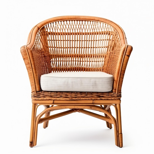 Cadeira de rattan isolada em fundo branco