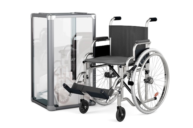 Cadeira de rodas com renderização 3D de urnas