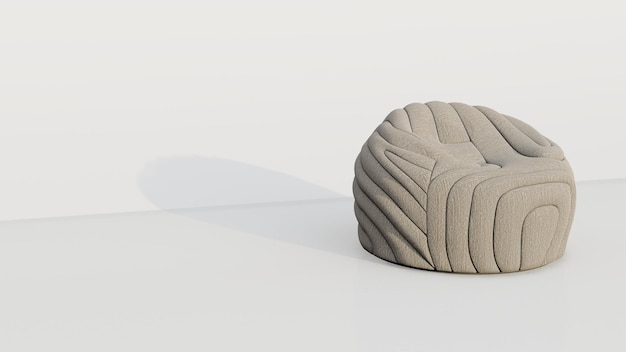Cadeira de saco de feijão de creme em 3D em fundo branco