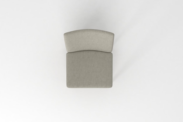 Cadeira de vista superior isolada na renderização em 3D de fundo branco