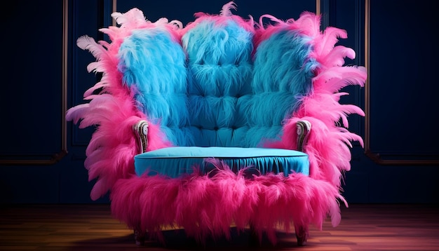 Cadeira decorada com penas