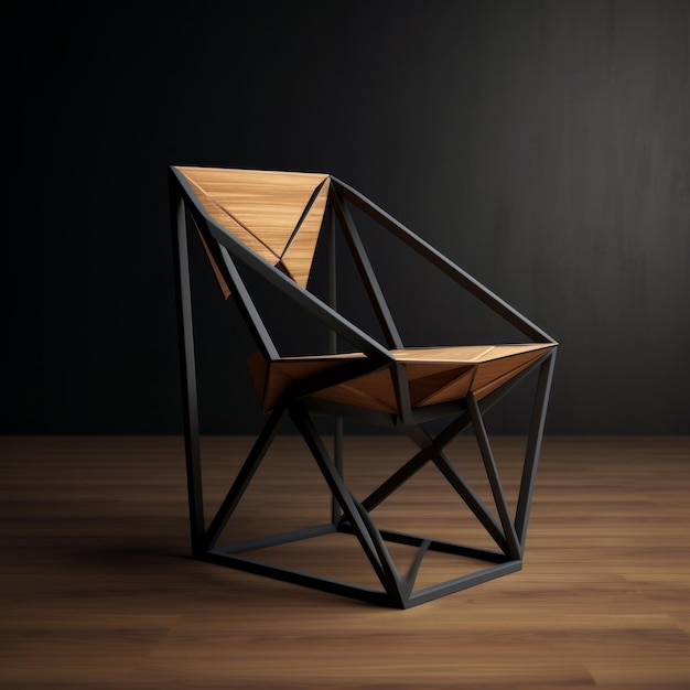 Cadeira industrial geométrica cores escuras simetria e equilíbrio
