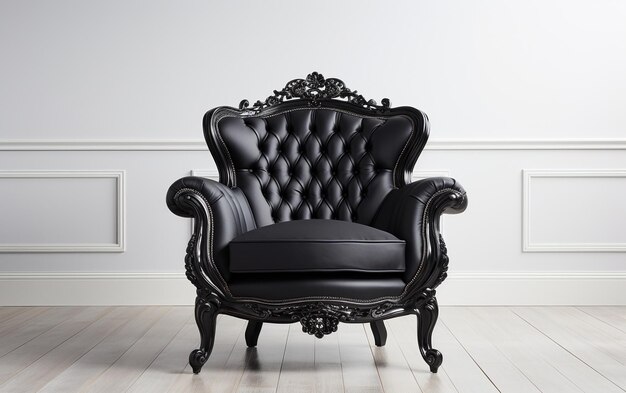Cadeira minimalista preta com detalhes em branco