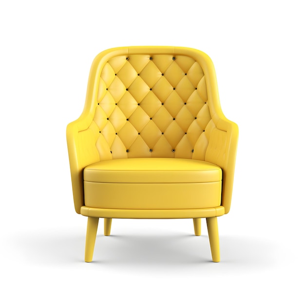 Cadeira moderna amarela isolada em fundo branco