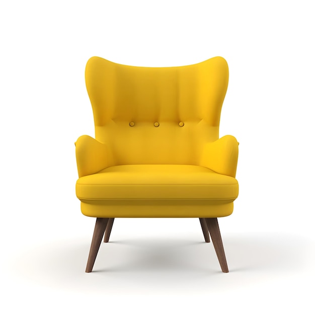 Cadeira moderna amarela isolada no fundo branco
